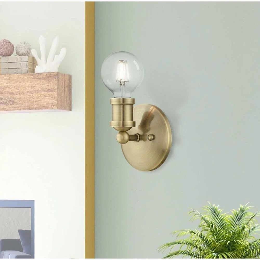 Lansdale 1 Light 5 inch Antique Brass Single Vanity Sconce Wall Light Livex